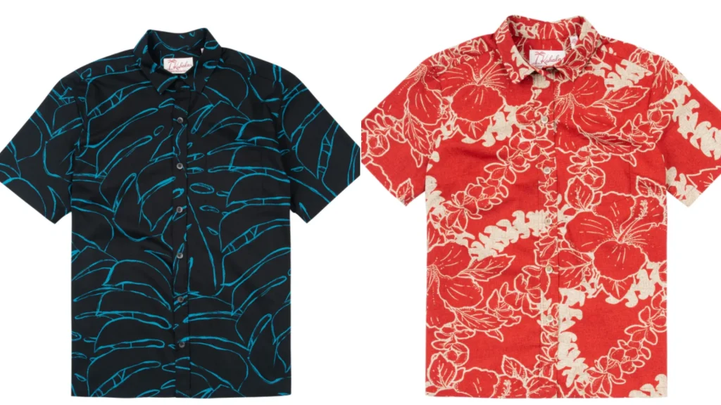 Two aloha shirts, one red, one black