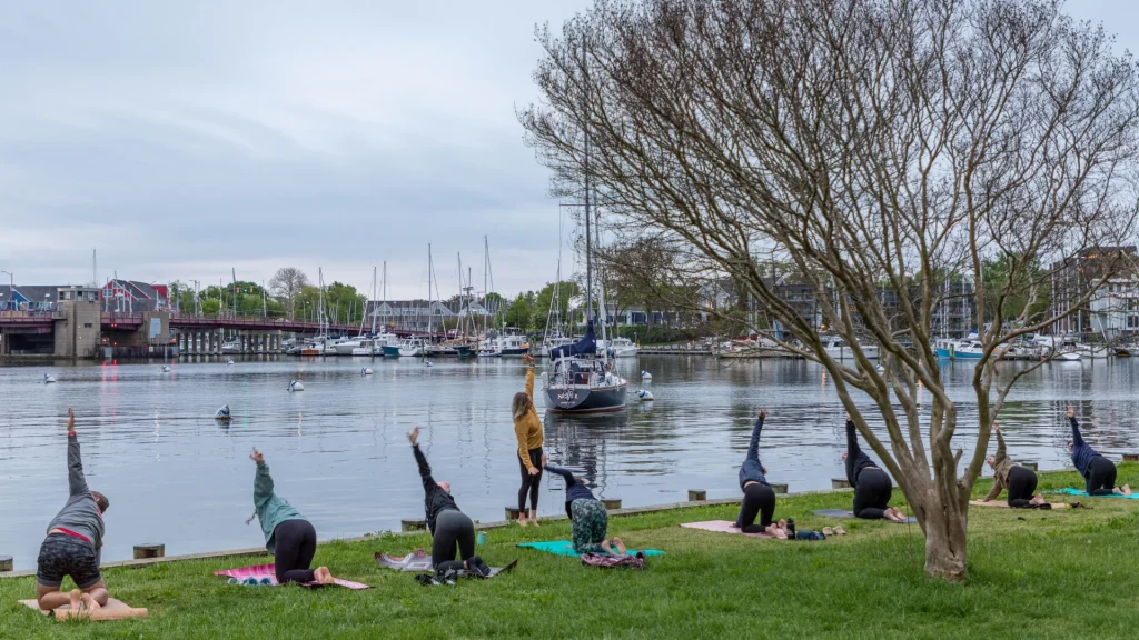 yoga by the water